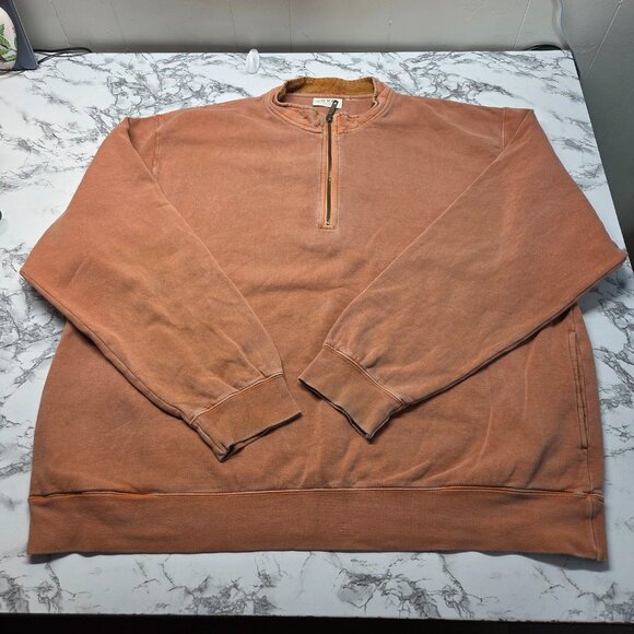 Orvis Men's Orange Gray Quarter Zip Longsleeve Pullover Sweatshirt Bundle (Flaw) - Picture 8 of 15